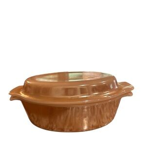 Vintage Anchor-Hocking Peach Lustre 1.5 Qt Covered Serving Dish